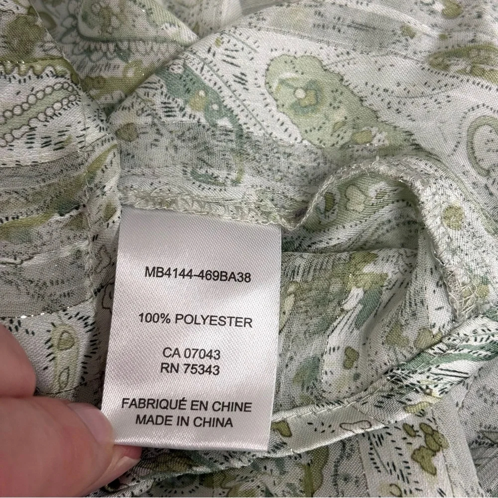 Rachel Zoe Green Paisley Sleeveless Top. Size Large - Picture 9 of 10